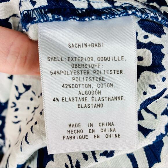 Anthropologie Sachin Babi Vespertine Hi Low Navy Blue Jacquard Skirt 0 - Picture 5 of 11